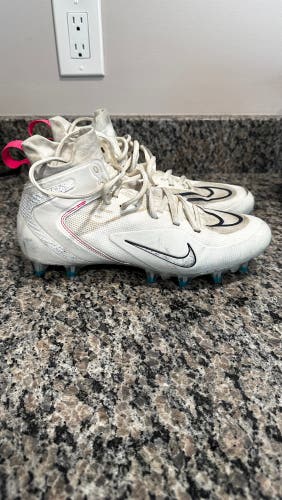 Nike Alpha Huarache 8 Elite LAX Lacrosse Cleats White CW4440-116 Mens 9.5 Used