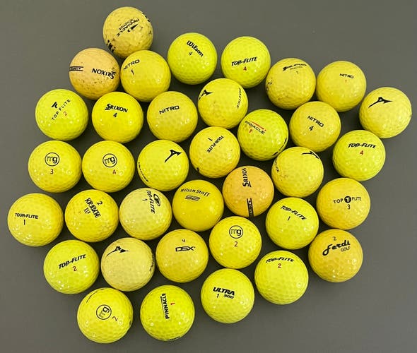 (36) Yellow Golf Balls - Huge Variety 3 dozen (lot a2)
