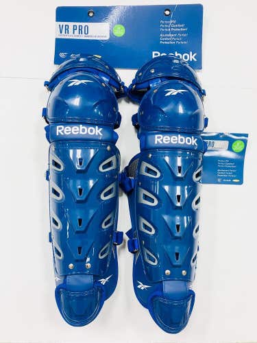 New Reebok VR6000 Pro Shin leg guard royal 14" in youth baseball catchers guards
