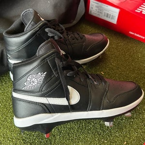 New Jordan 1 Metal High Top Black Baseball Cleats Size 7