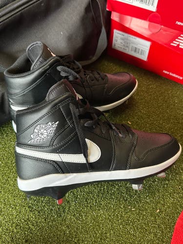 New Jordan 1 Metal High Top Black Baseball Cleats Size 7