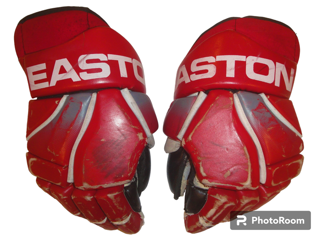 CAROLINA HURRICANES EASTON Z AIR 14" GLOVES PRO STOCK MIC MADE IN CANADA RED
