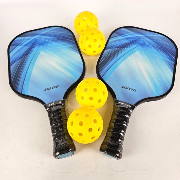Swyjo Pickleball Fiberglass Paddle Set 2 Rackets 4 Balls Carry Bag - NEW