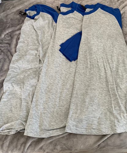 Lot of 3 Men’s baseball raglan blue and grey t shirts size XL and XXL