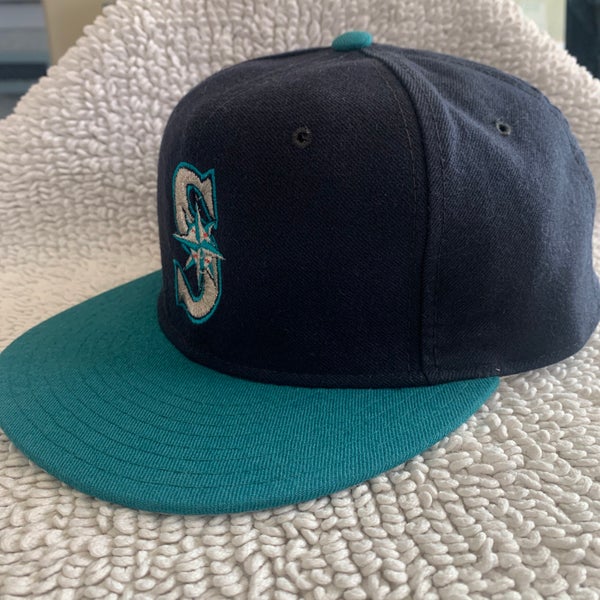 Vintage Seattle Mariners Hat Cap New Era Size 7 1/4 Fitted Blue Wool Made  USA