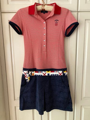 Callaway polo dress wz belt & 4 pockets. Chest 32-34" Red Navy golf short sleeve