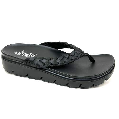 Alegria Riz Womens Size 39 US 9-9.5 Black Slide Slipper Flip Flop Thong Sandals