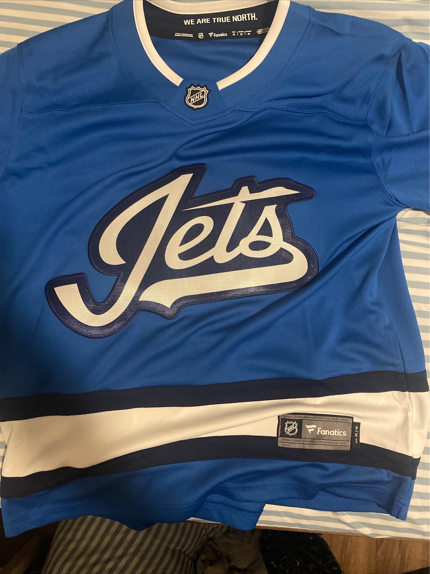 Fanatics Men's NHL Winnipeg Jets Blank Jersey, Medium, Blue