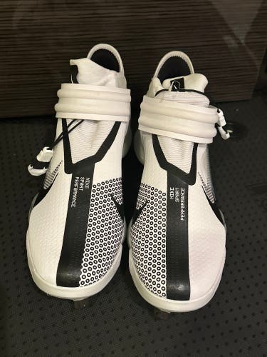 New Men's Size 12.5 High Top Metal Baseball Cleats Nike Force Zoom Trout 7 White Blk