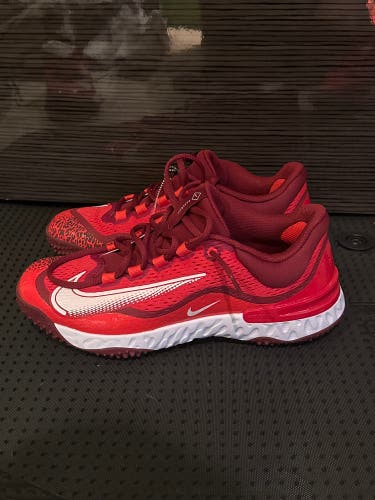 2023 men's 13 Nike Alpha Huarache Elite 4 Turf Baseball Shoes Red DJ6523-616