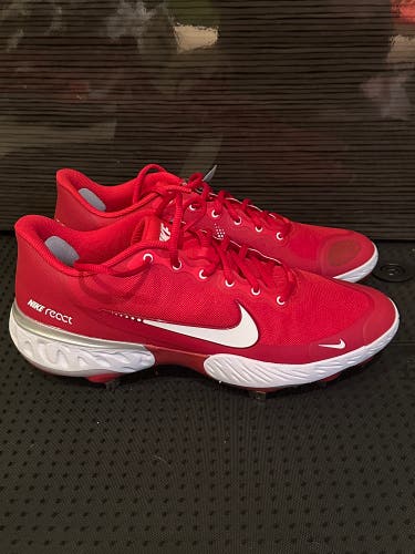 Men’s Red Nike Alpha Huarache 3 Low Metal Baseball Cleats Size 13