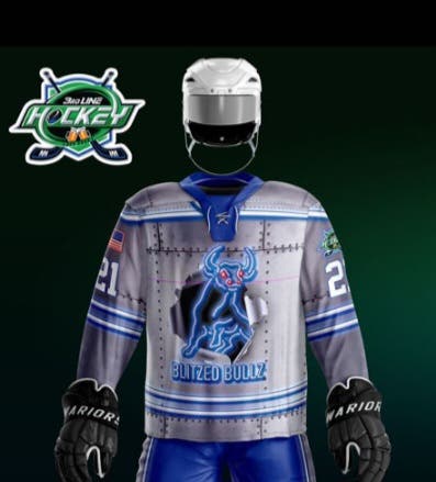 3rd Line Hockey Blue New XXL Adult Unisex Blitz Bullz Jersey #33