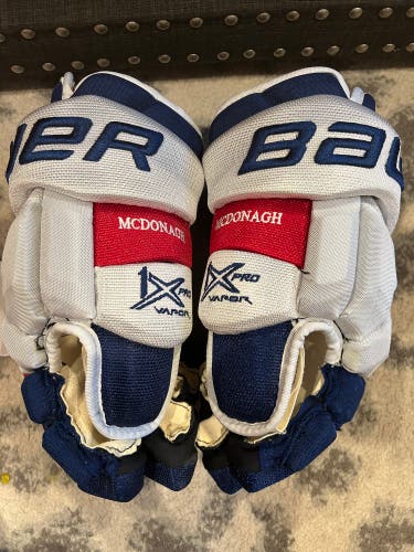 Brand New NYR Pro Stock Ryan McDonagh Bauer 1X Vapor Pro Hockey Gloves Size 14