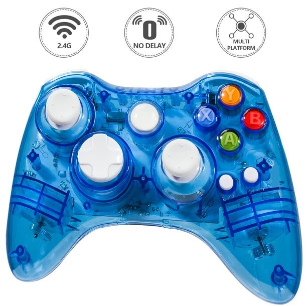 (3) Xbox 360/ PC Clear blue USB Controllers - Brand New