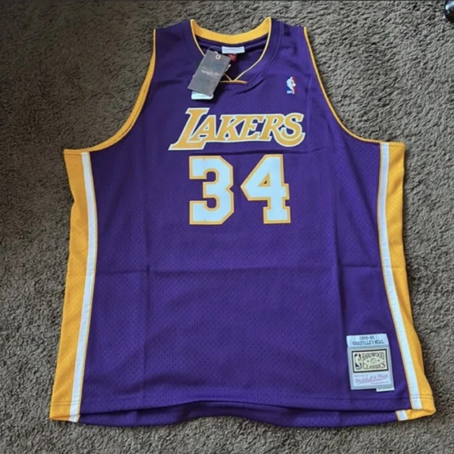 Mitchell & Ness, Shirts, Mitchell Ness Shaquille Oneal Gucci Lakers  Swingman Jersey Size Medium