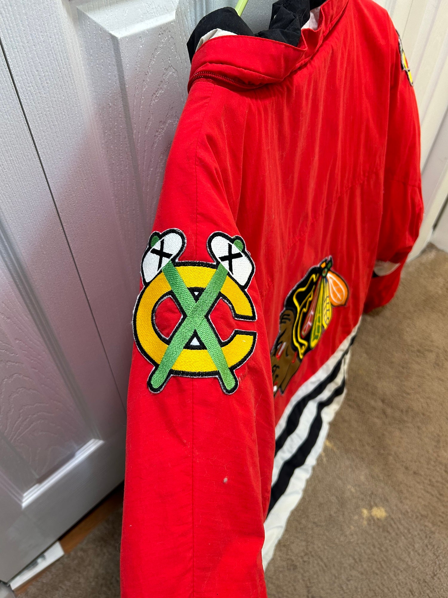 Apex, Jackets & Coats, Vintage Apex One Chicago Blackhawks Pullover 4 Zip Coat  Jacket Size L