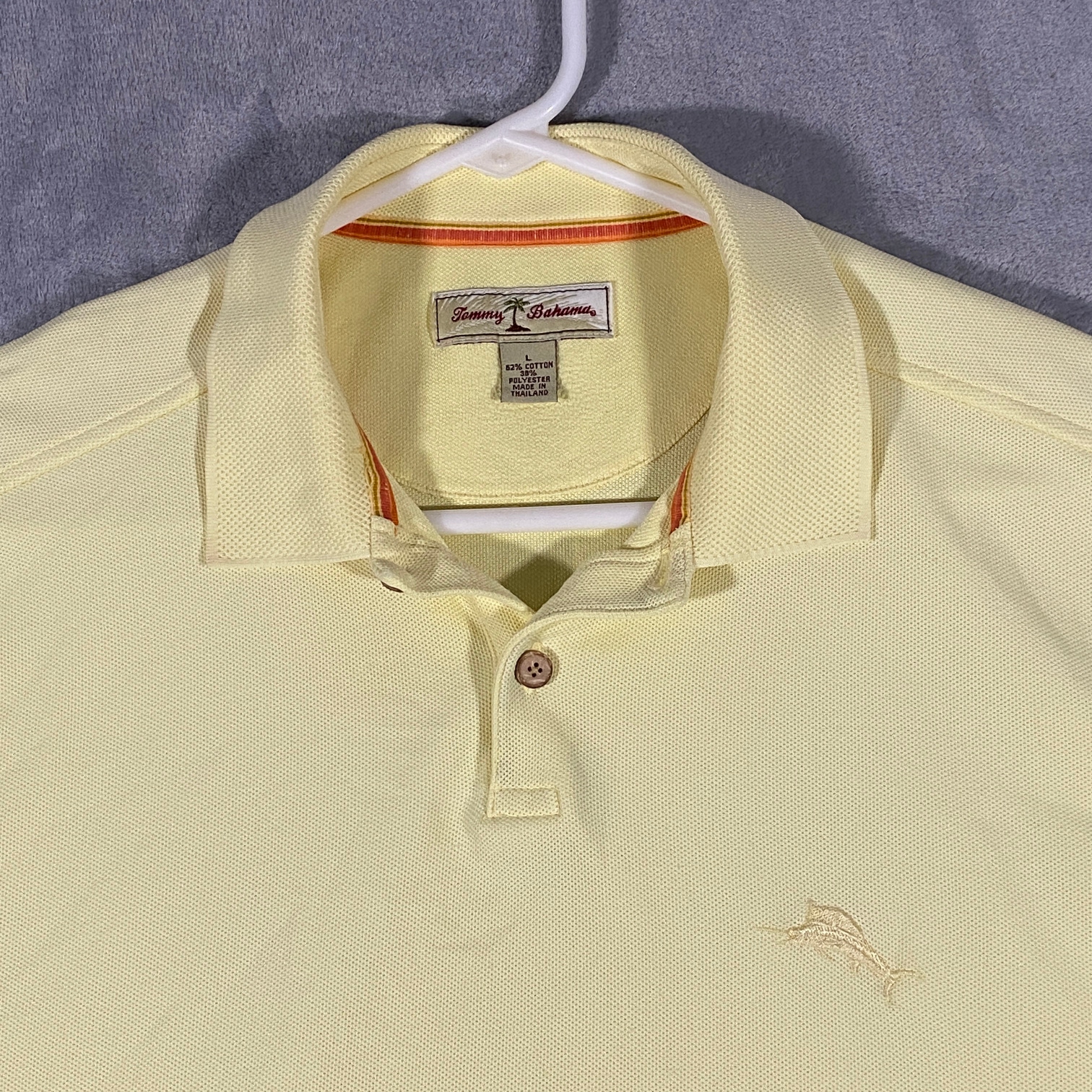 Tommy Bahama Shirt Mens Large Lemon Polo Short Sleeve Casual Golf Marlin Logo