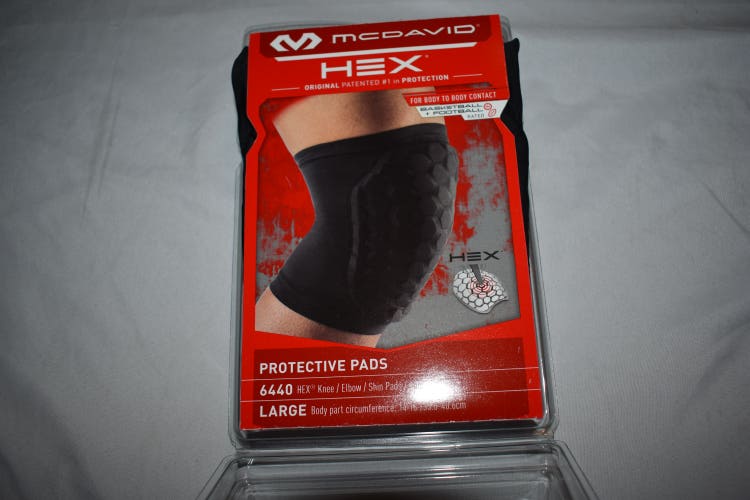 NEW - McDavid Compression HEX® Knee/Elbow/Shin Pads 6440 (Pair), Black, Large