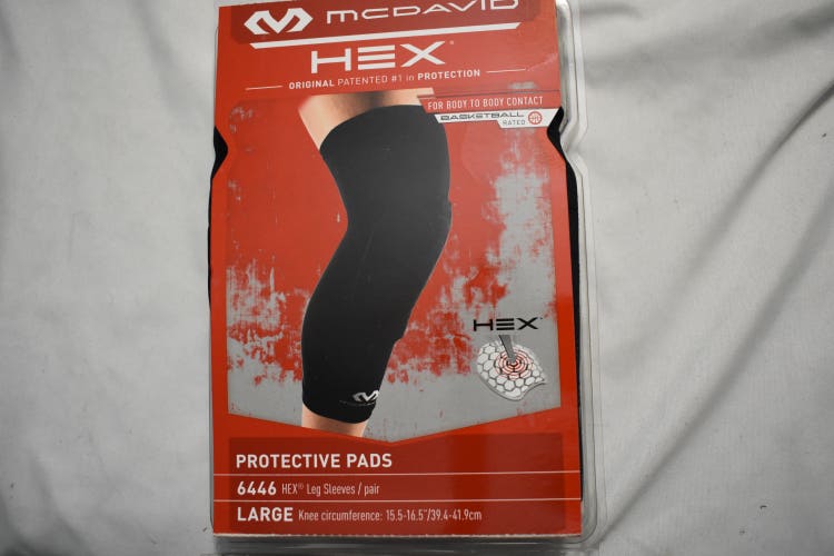 NEW - McDavid Compression HEX® Leg Sleeves (Pair) 6446, Black, Large