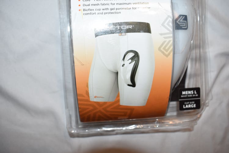 Shock Doctor 221 Compression Shorts with Biofllex Cup, White, Men's Large (34-36)