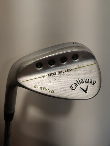 Used Men's Callaway Left Hand MD3 Milled Chrome S-Grind Wedge Stiff Flex 52 Degree Steel Shaft
