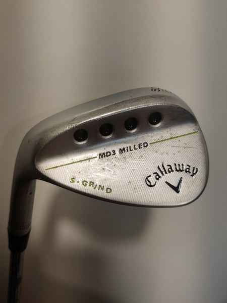 Used Men's Callaway Left Hand MD3 Milled Chrome S-Grind Wedge Stiff Flex 52 Degree Steel Shaft