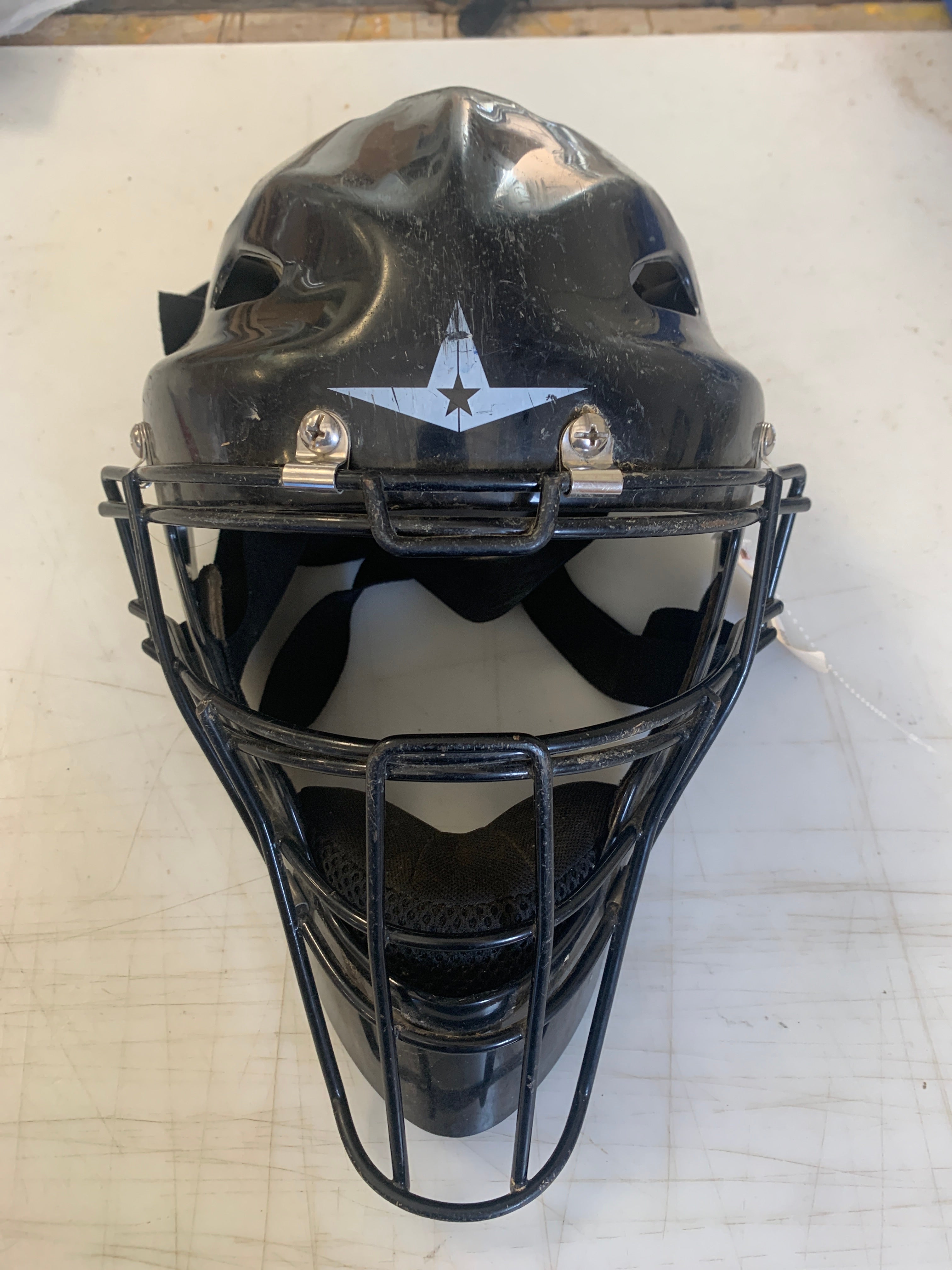 All Star Sports Traditional Baseball Catcher Face Mask with Luc Pads, Black, Size: One Size