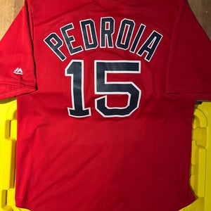 Women's Majestic Boston Red Sox #15 Dustin Pedroia Authentic Red MLB Jersey