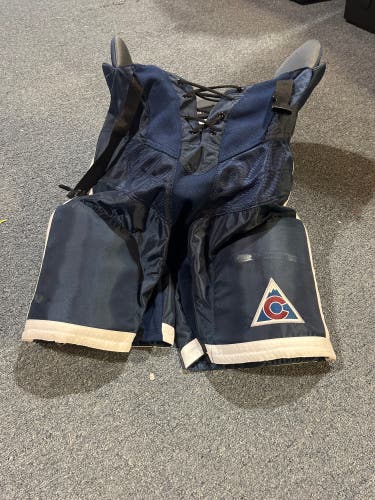 Game Used Navy Bauer Pro Stock Colorado Avalanche Alt. Pants Helm M