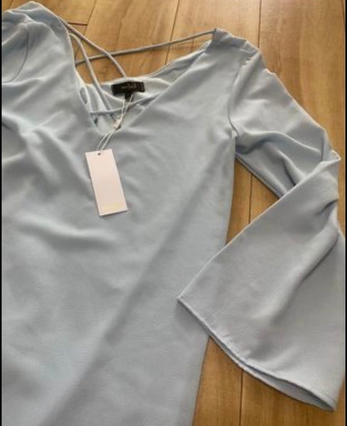 Mabel Women’s Small Light Blue Long Sleeve Mini Dress Brand New