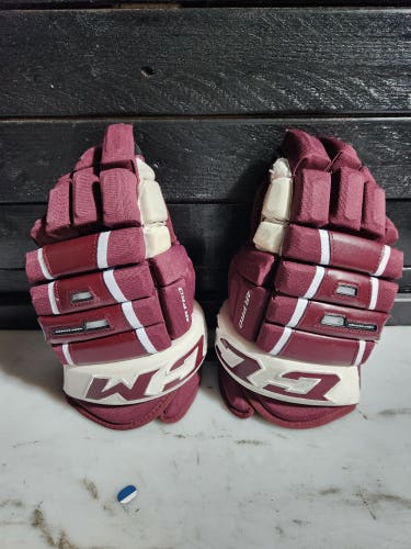 Used CCM HG 4R Pro Gloves 14" Pro Stock-Maroon