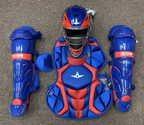All Star System 7 Axis Youth 10-12 Catchers Gear Set Two Tone - Royal Blue Red