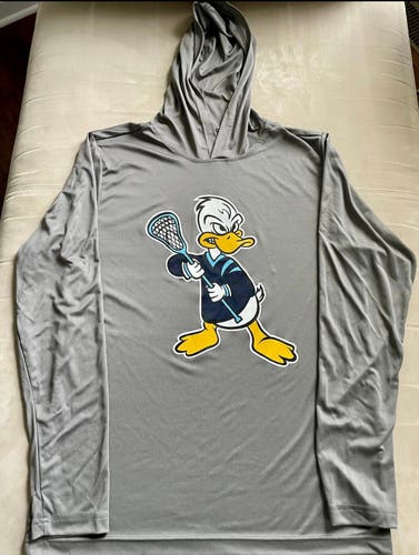 Fighting Ducks Lacrosse Long Sleeve dry fit shirt with Hood - XL