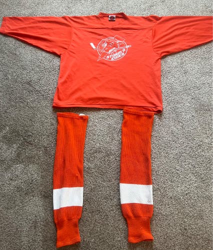 Orange “stormin Ewes”  XL Hockey Jersey And Socks