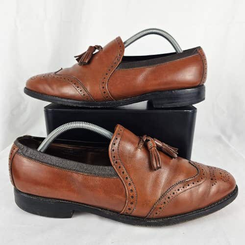 Allen Edmonds CANFIELD Size 10 D Walnut Brown Tassel Loafer Wingtip Dress Shoes