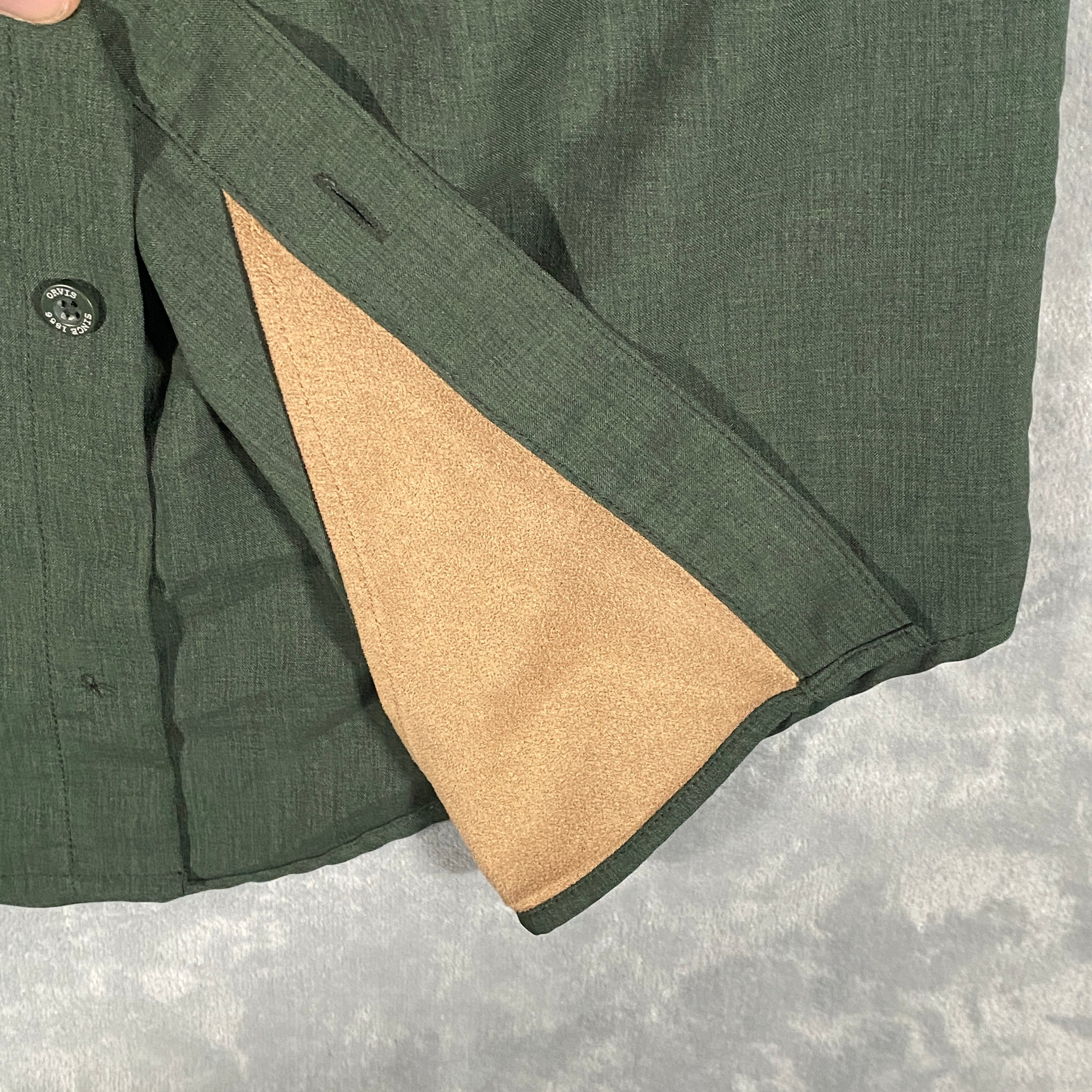 Orvis Mens Vintage Fishing Shirt Medium Green Outdoor Long Sleeve