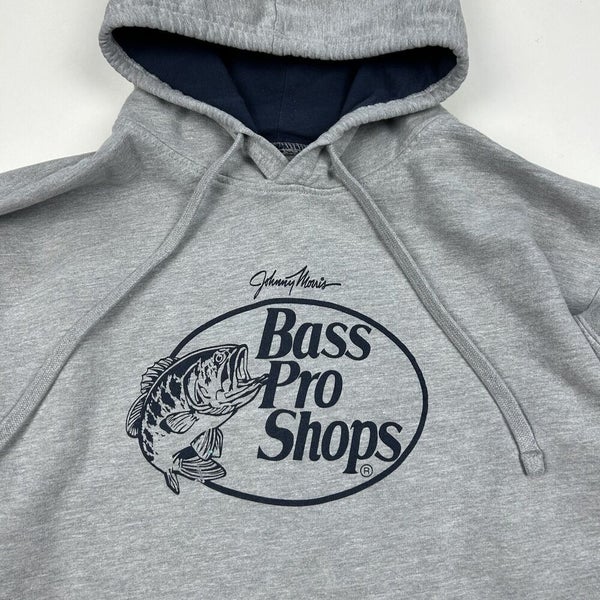 Bass Pro Shop Graphic Pullover Hoodie Sweatshirt Outdoors Gray Sz XL