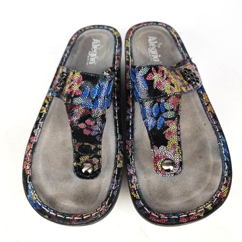 Alegria Carina CAR 852 Thong Floral Blue Wedge Sandals Womens Shoe Size: 41 / 11