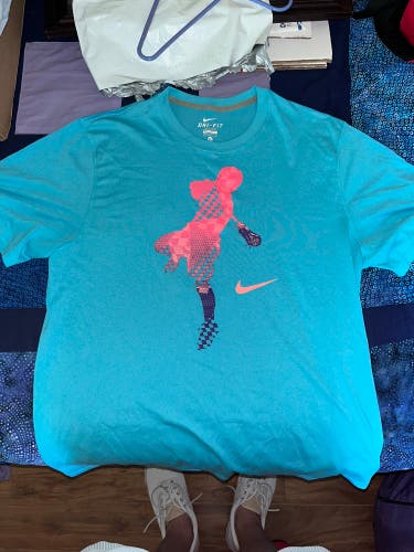 Blue Men's Nike Dri-Fit Shirt Turquoise Pink