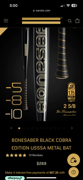 New USSSA Certified 2023 Warstic Alloy Bonesaber Bat (-10) 18 oz 28"