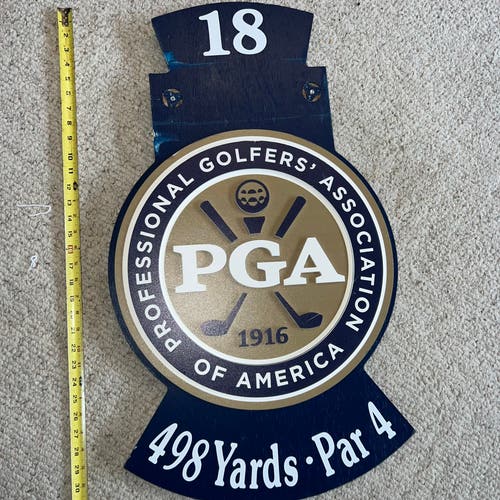 2022 PGA Championship Hole 18 Teebox Sign with yardage used at tournament