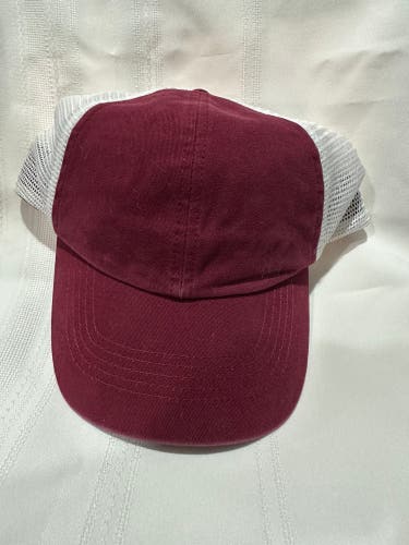 New Nike Bauer Blank Unstructured Trucker Mesh back Maroon Vintage Hockey Cap Hat