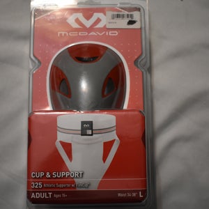 NEW - McDavid 325 Wide Band Classic Jock Strap w/Cup, White, Adult Large