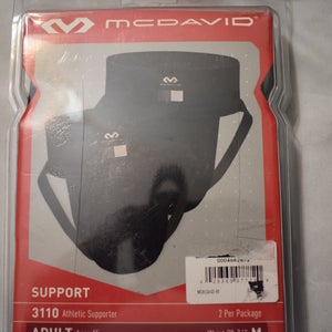 NEW - McDavid 3110 Wide Band Mesh Jock Strap, Two Pack, Black, Adult Medium