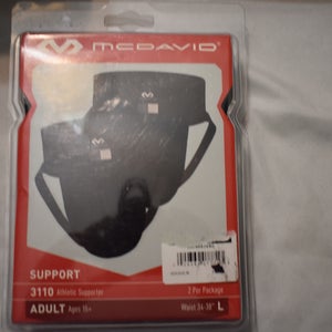 NEW - McDavid 3110 Wide Band Mesh Jock Strap, Two Pack, Black, Adult Large