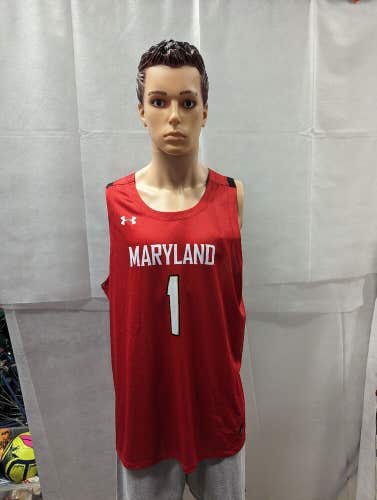 NWT Maryland Terrapins Under Armour Basketball Jersey Red XL NCAA