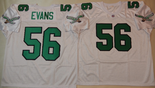 Philadelphia Eagles BYRON EVANS Vintage Throwback Football Jersey WHITE New All Sizes