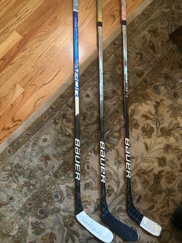 3 Bauer Vapor Hyperlite Sticks. 2 Retail, 1 Blue Custom.