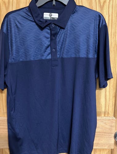 Pure Hockey golf polo blue size Large with hockey sticks