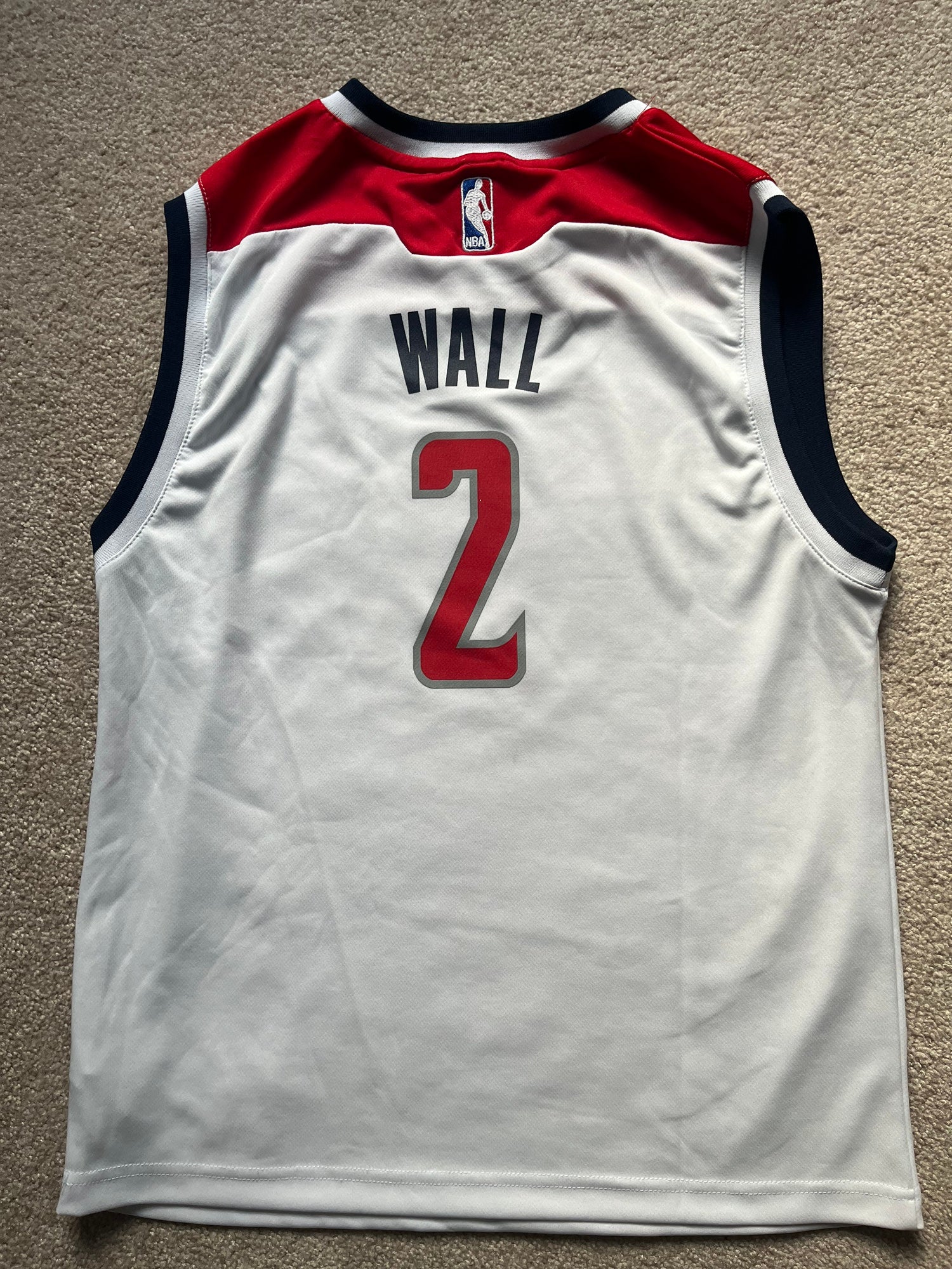 adidas, Shirts & Tops, Adidas John Wall Youth Large L Red White Navy Blue  Washington Wizards 2 Jersey